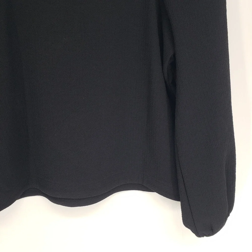 Madewell Crepe Square Neck Puff Sleeve Top Women Size S Black Textured Blouse